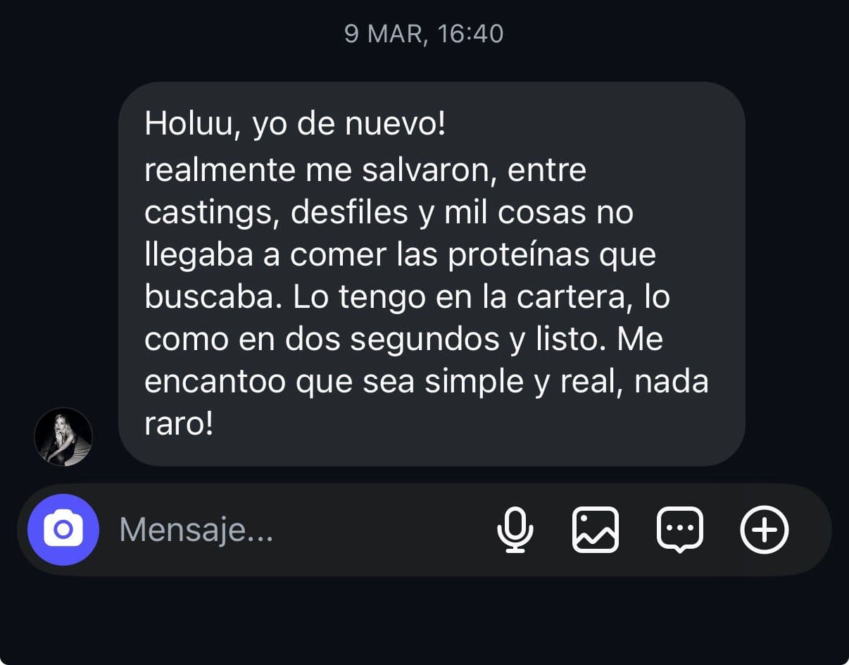 Captura real de WhatsApp/Instagram de cliente FUEL satisfecho — testimonio 1
